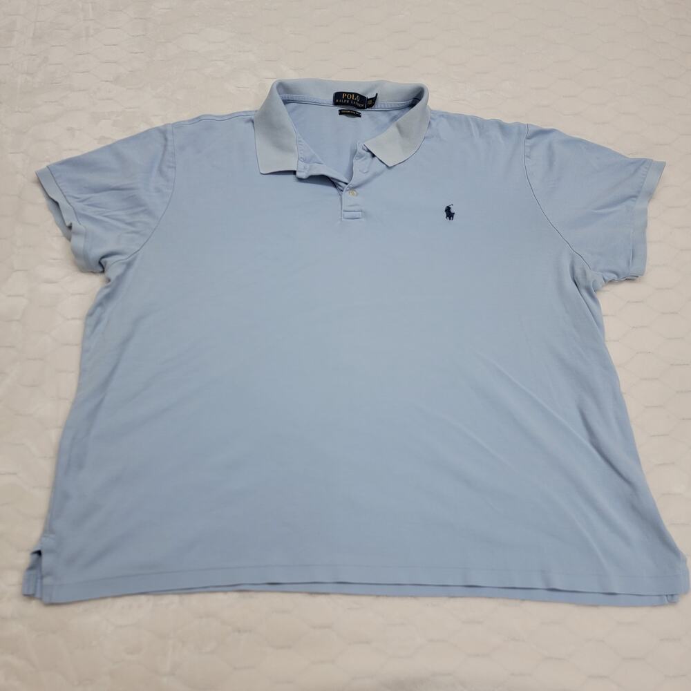 Polo Ralph Lauren Mens XXL Light Blue Custom Slim Fit Polo Shirt Short Sleeve